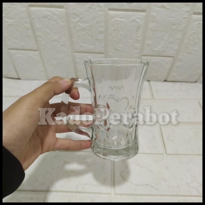 Gelas Kaca Nge Mok Sha - Gelas Kopi Bening - Gelas Teh Gagang Kaca