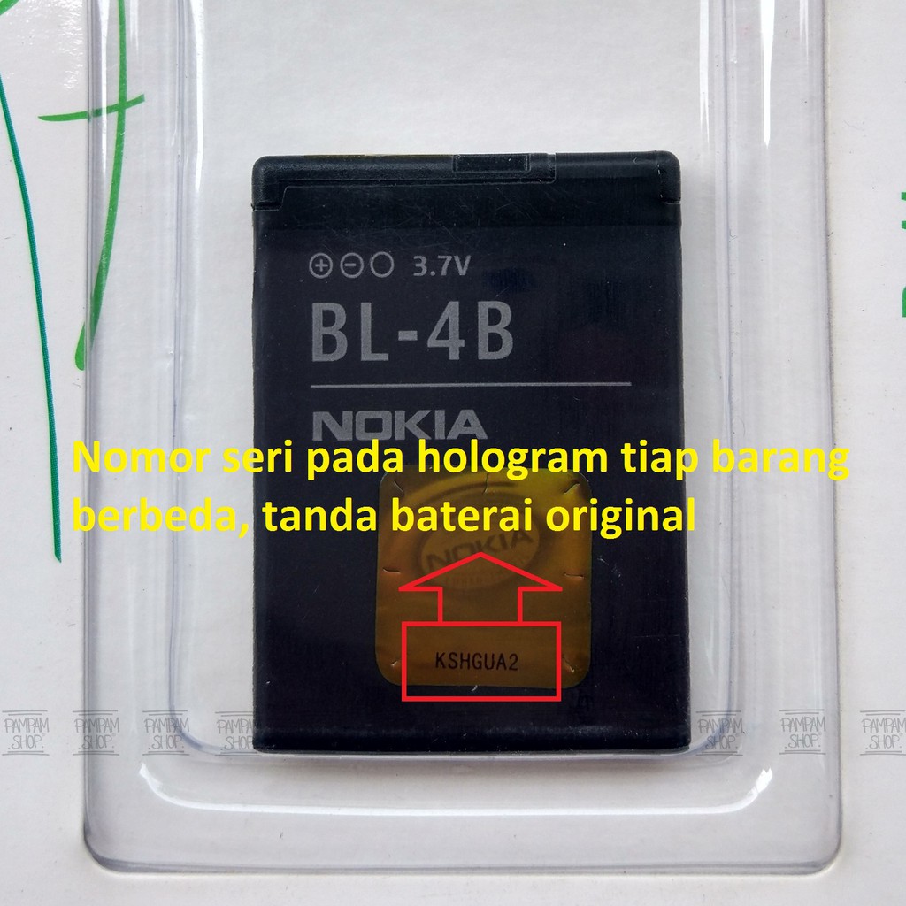 Baterai Nokia 7070 7370 7500 Prism N76 BL4B Original OEM Batre Batrai Battery Ori