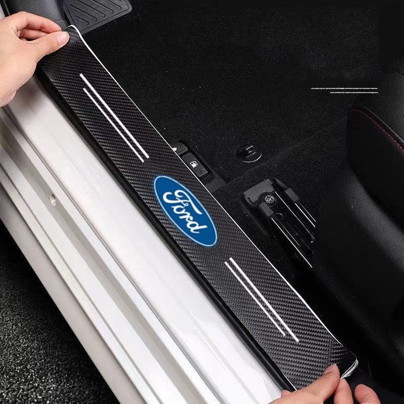 Ford 9 Pcs Stiker Pelindung Pintu Mobil Bahan Serat Karbon Tahan Gores Untuk Fiesta Ranger Ecosport Focus Everest Mustang