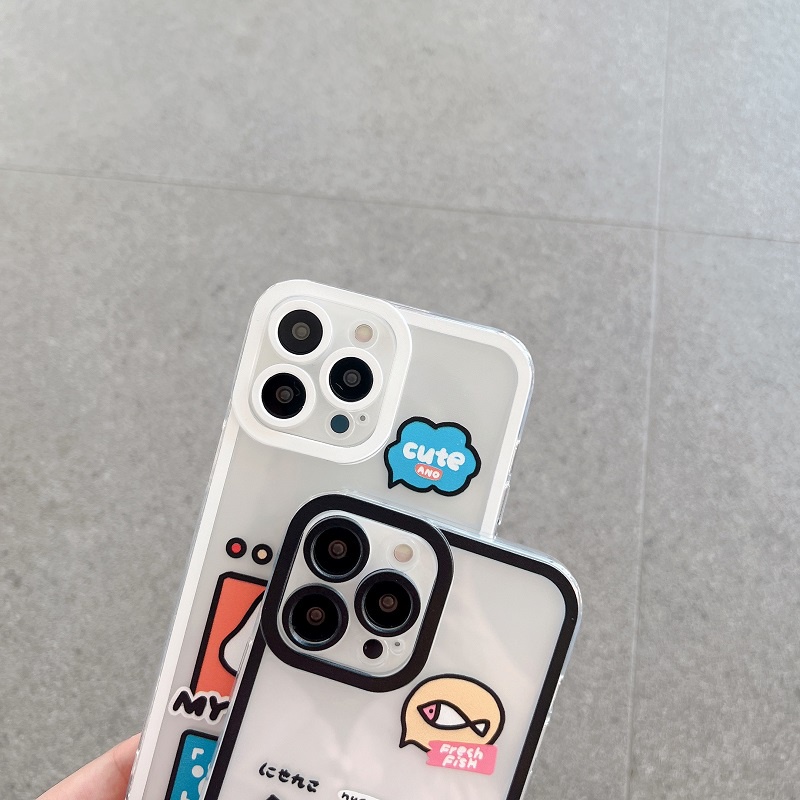 Soft case Pelindung Lensa Tahan Jatuh Motif Kartun Anjing Kucing Untuk iPhone 13 12 11 Pro MAX X XR XS MAX 7 8 Plus