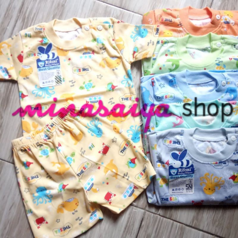 RIFANI Setelan Bayi SNI Lengan Pendek Warna Kancing Pundak Uk. S - XL