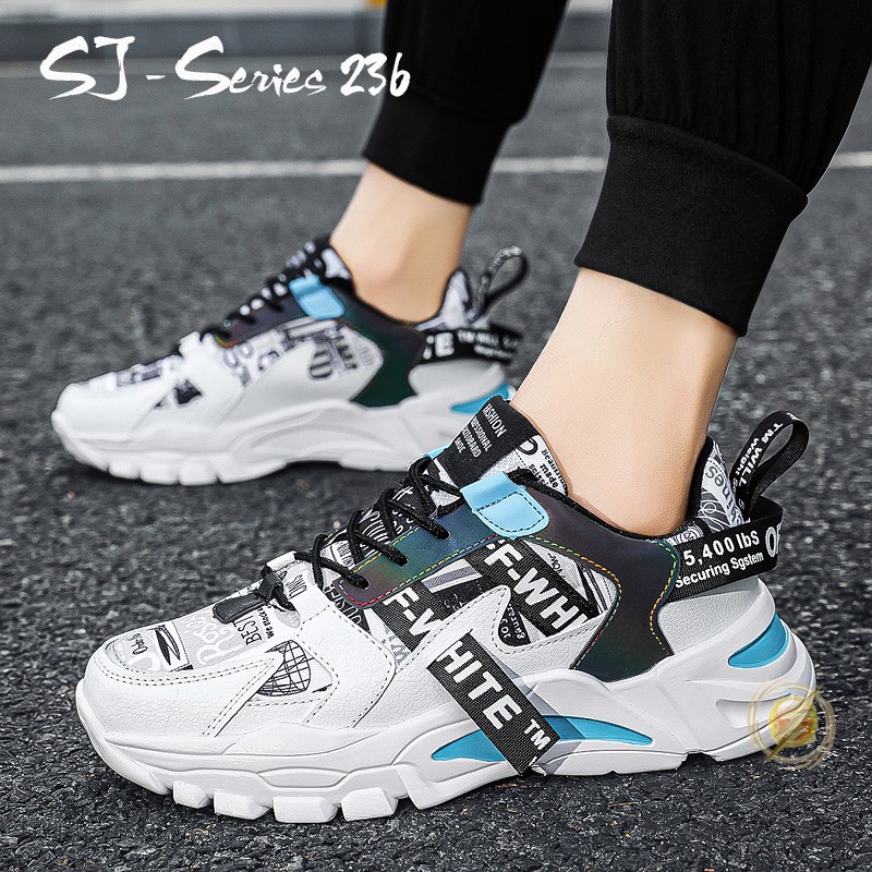 [OOS] (FREE BOX &amp; KAOS KAKI) Sepatu Sneakers Fashion Pria - Sepatu Casual Hangout Trendy Kualitas Super Premium-236-Blue