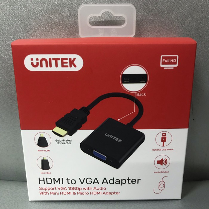 Jual Hdmi 3 in 1 to Vga Converter with Audio Mini Hdmi Micro Hdmi Unitek Shopee Indonesia