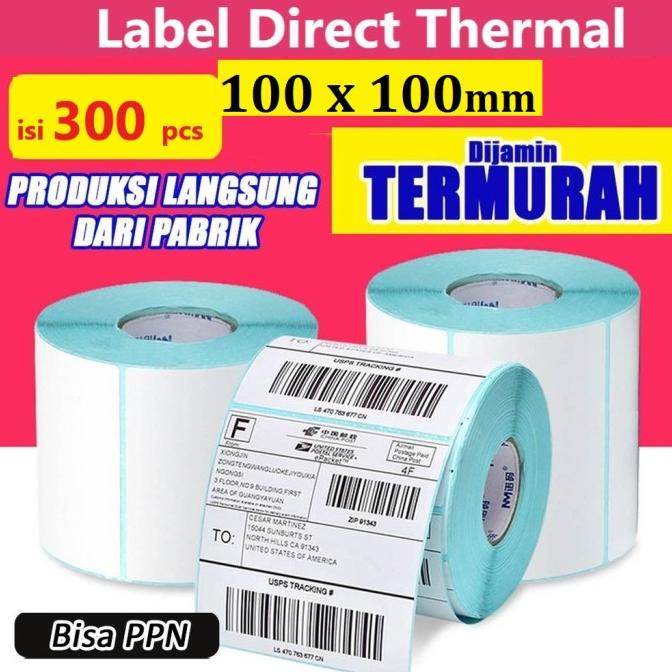 

,,,,,,,] 100 x 100 Thermal Label Direct Barcode 100x100 isi 300 pcs Resi