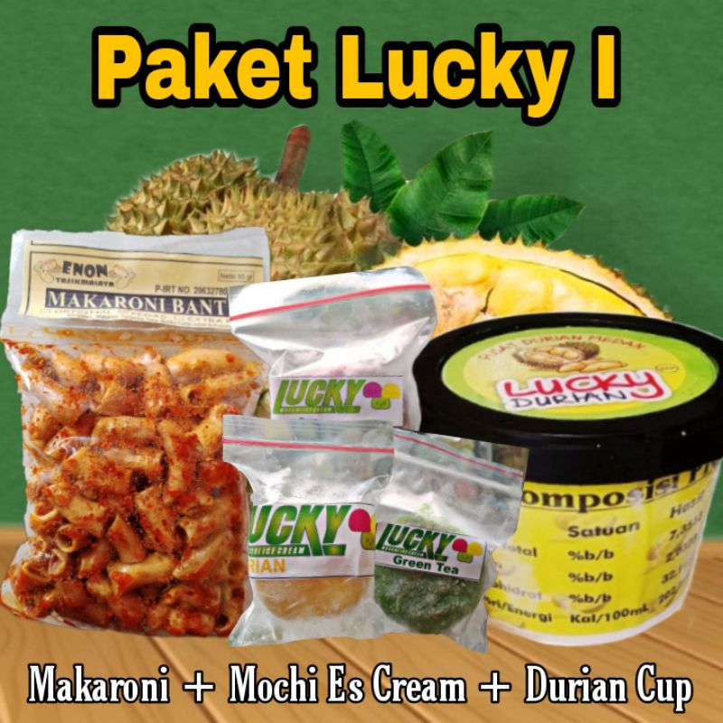 

Paket Jajan I ( Mochi es cream + Durian cup + makaroni bantet )
