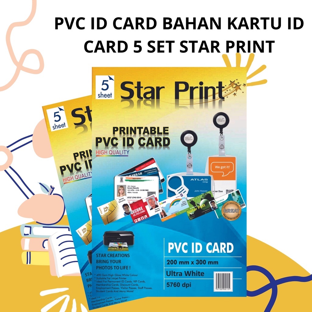 PVC ID CARD BAHAN KARTU ID CARD 5 SET STAR PRINT