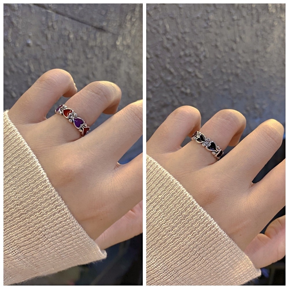 AY(CN) Ifyou Cincin Pasangan / Pria / Wanita Desain Hati Gaya Retro Untuk Hadiah