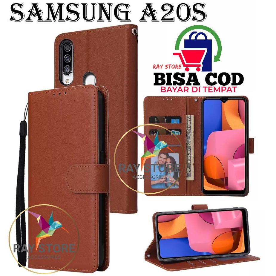 SAMSUNG A20S FLIP LEATHER CASE PREMIUM-FLIP WALLET CASE UNTUK SAMSUNG A20S