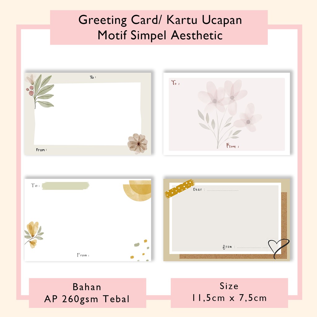 [isi 20pcs] Greeting Card Aesthetic / Kartu Terima Kasih Birthday Online Shop Wedding Hampers Wisuda