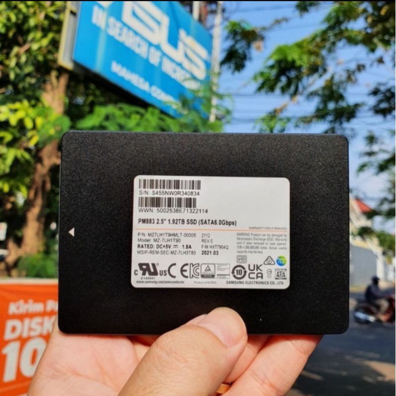 SAMSUNG PM883 1.92TB DATACENTER SSD SERVER ENTERPRISE 2.5IN SATA3 6GBPS 2TB 2.5 inch GARANSI RESMI