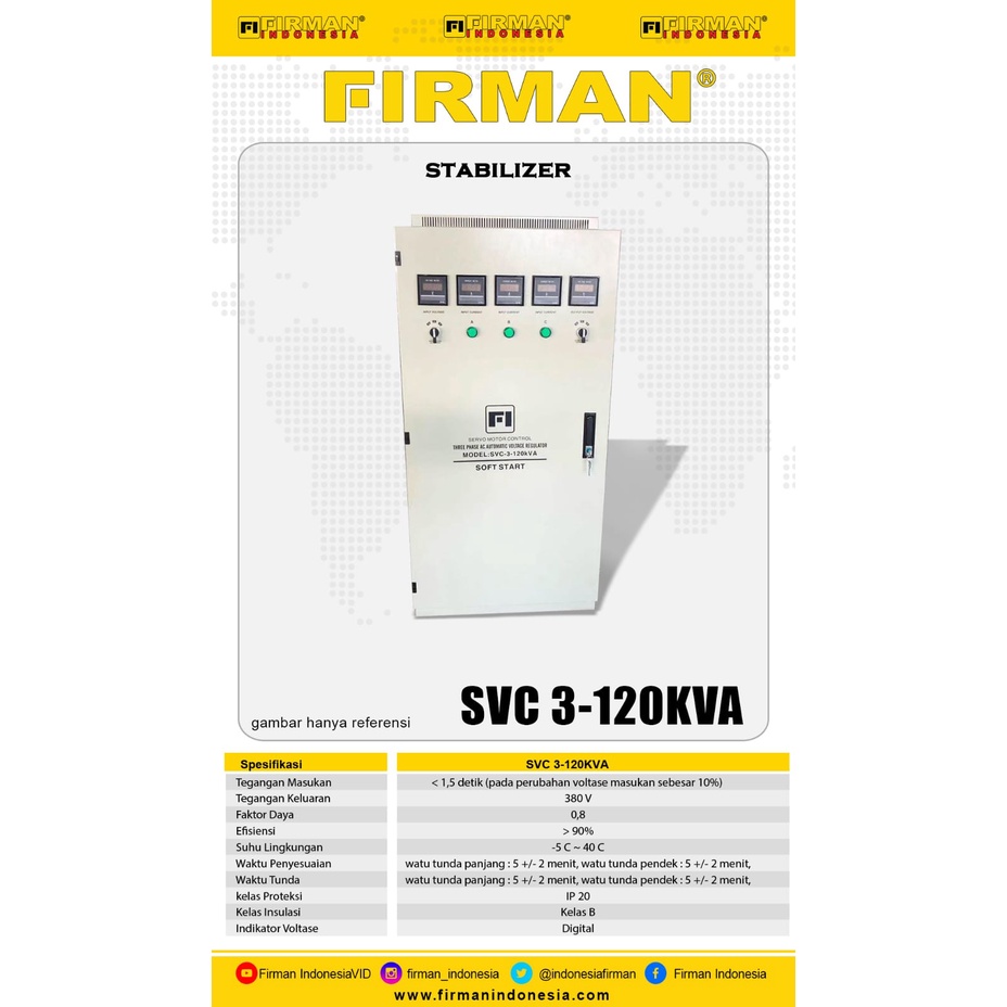 Stabilizer LISTRIK SVC3-120KVA FIRMAN 3 Phase 120KVA / Stavol Listrik Stavol Stavolt SVC 120 KVA Stabiliser FIRMAN SVC-3 120KVA