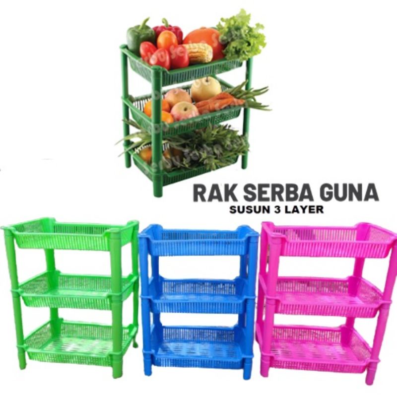 Rak susun 3 / Rak serbaguna / Rak Kosmetik / Rak mini susun 3 / Rak bumbu