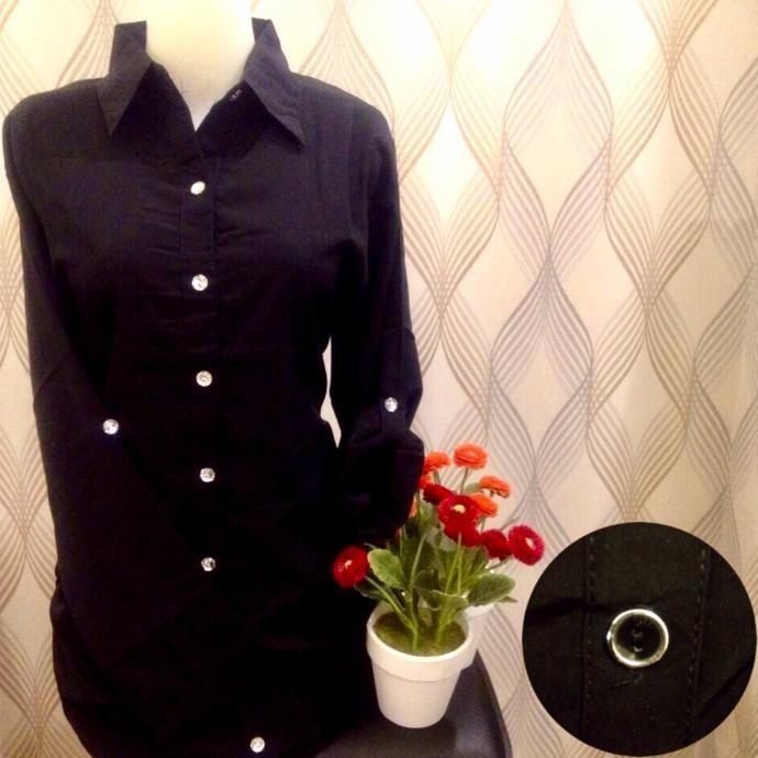 BARANG MURAH KEMEJA BLUS HITAM POLOS WANITA ZARA LEMBUT KEKINIAN