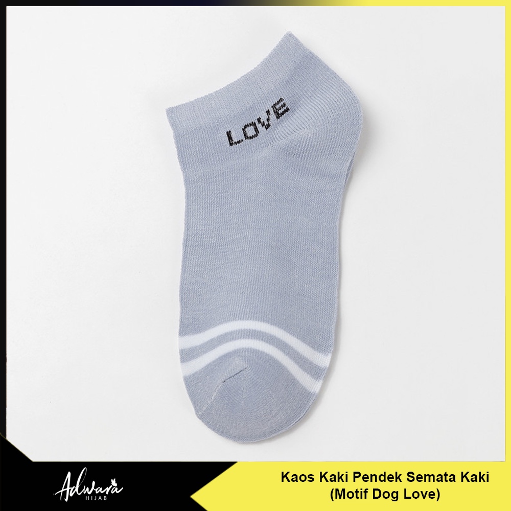 Kaos Kaki Wanita Pendek Semata Kaki Motif Biru Dog Love