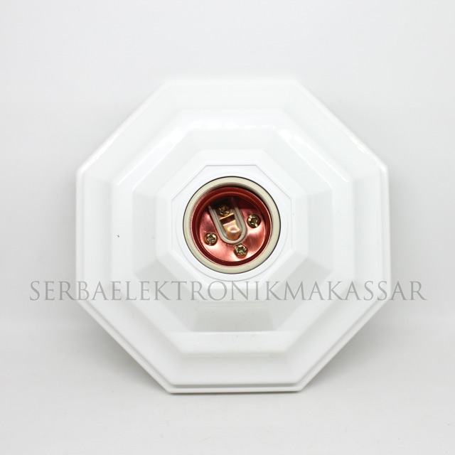 Fitting Bohlam Lampu Plafon S.O.K FP-02 Hexagonal Putih