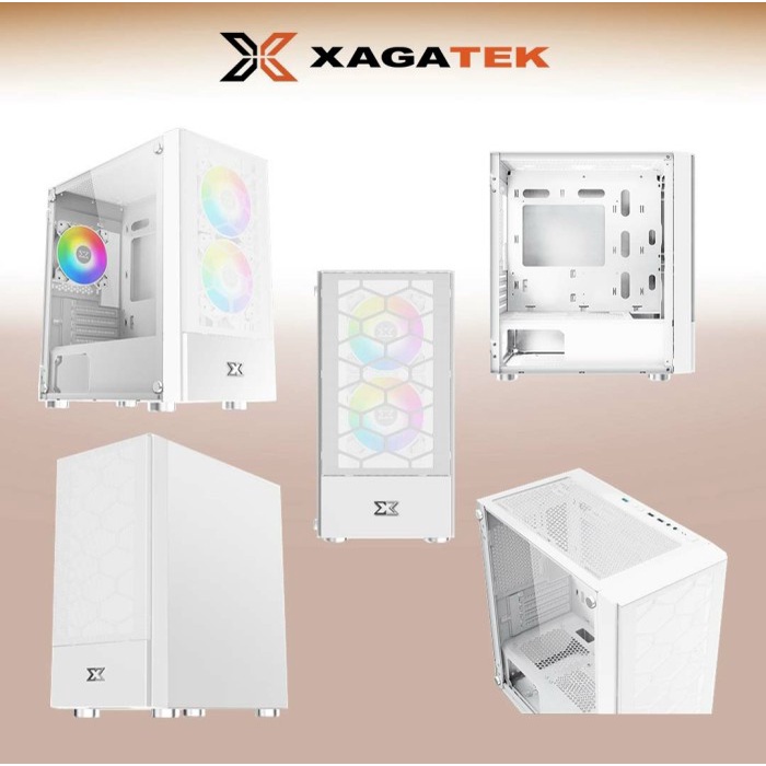 Casing Gaming XagaTek Oreo M-ATX With 3 Fan ARGB Tempered Glass