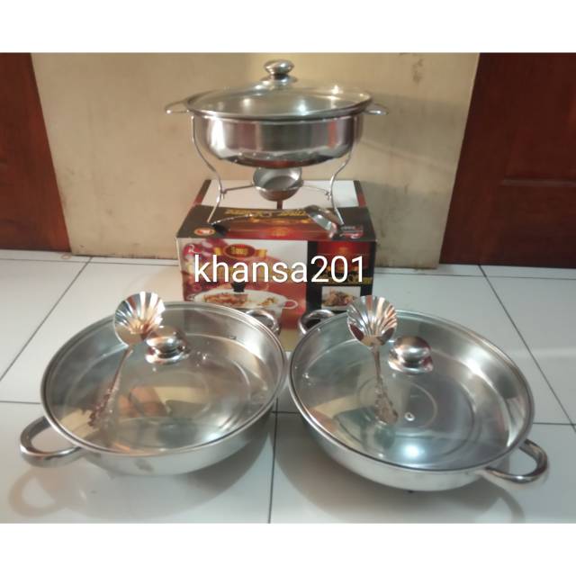 Prasmanan set bulat tutup kaca 3pc