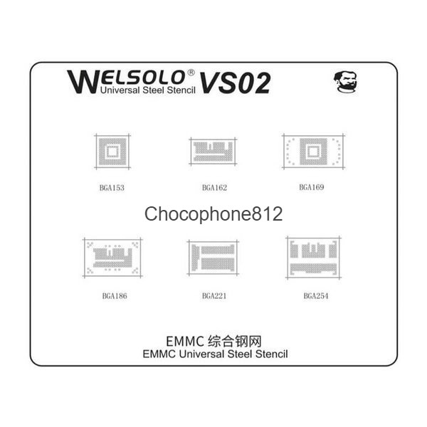 Plat Cetakan Bga IC Emmc Welsolo VS02 Bga153 Bga162 Bga169 Bga186 Bga221 Bga254 Original