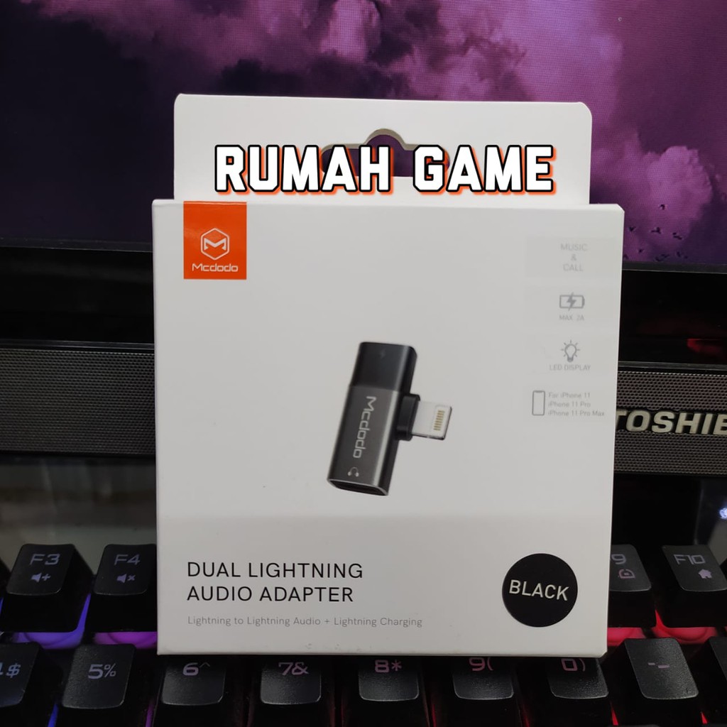 Mcdodo Converter Audio Adapter Lightning To Dual Lightning Jack Iphone