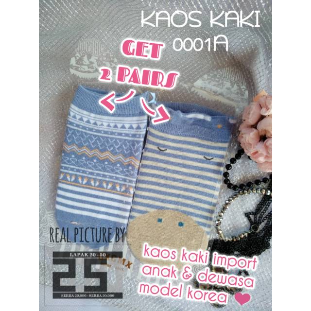 KAOS KAKI PENDEK ANAK DEWASA PEREMPUAN IMPORT TERMURAH 0001A BIRU MOTIF KARAKTER LUCU KOREA