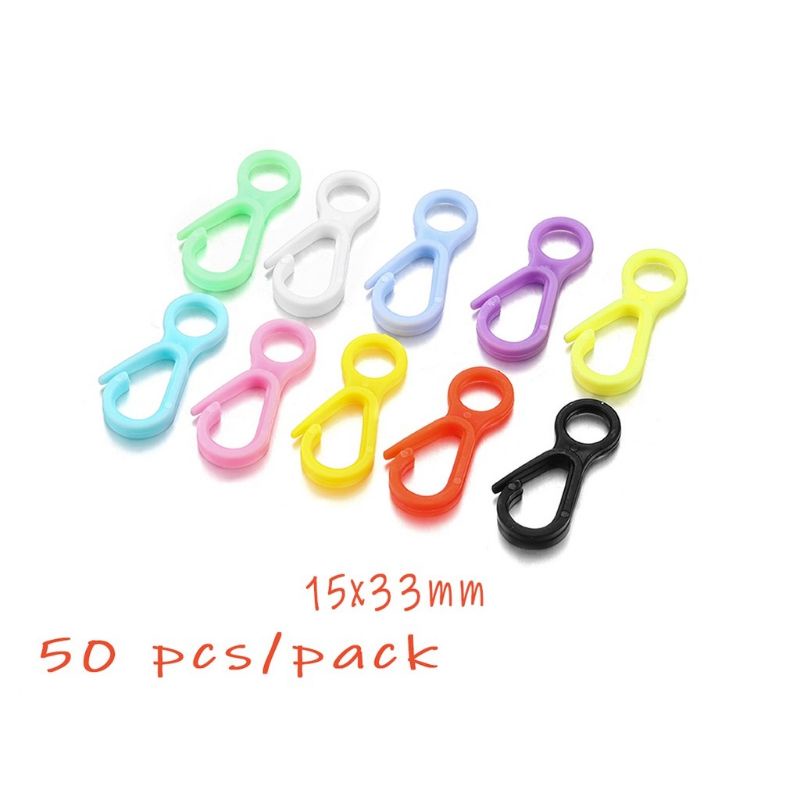 50pcs Kait Kokot plastik 15x33mm gesper lobster plastik warna-warni