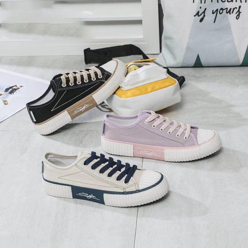 Sepatu kanvas wanita mengikat flat casual Low Cut Gaya Jepang Harajuku SNEAKERS WANITA TERBARU