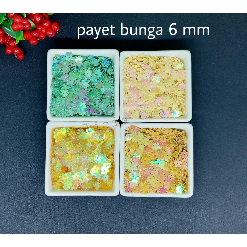 5gram. Payet manik sequin ramboci bunga 6mm