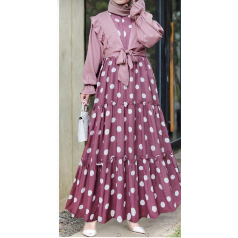 gamis polka ready siap kirim!!!