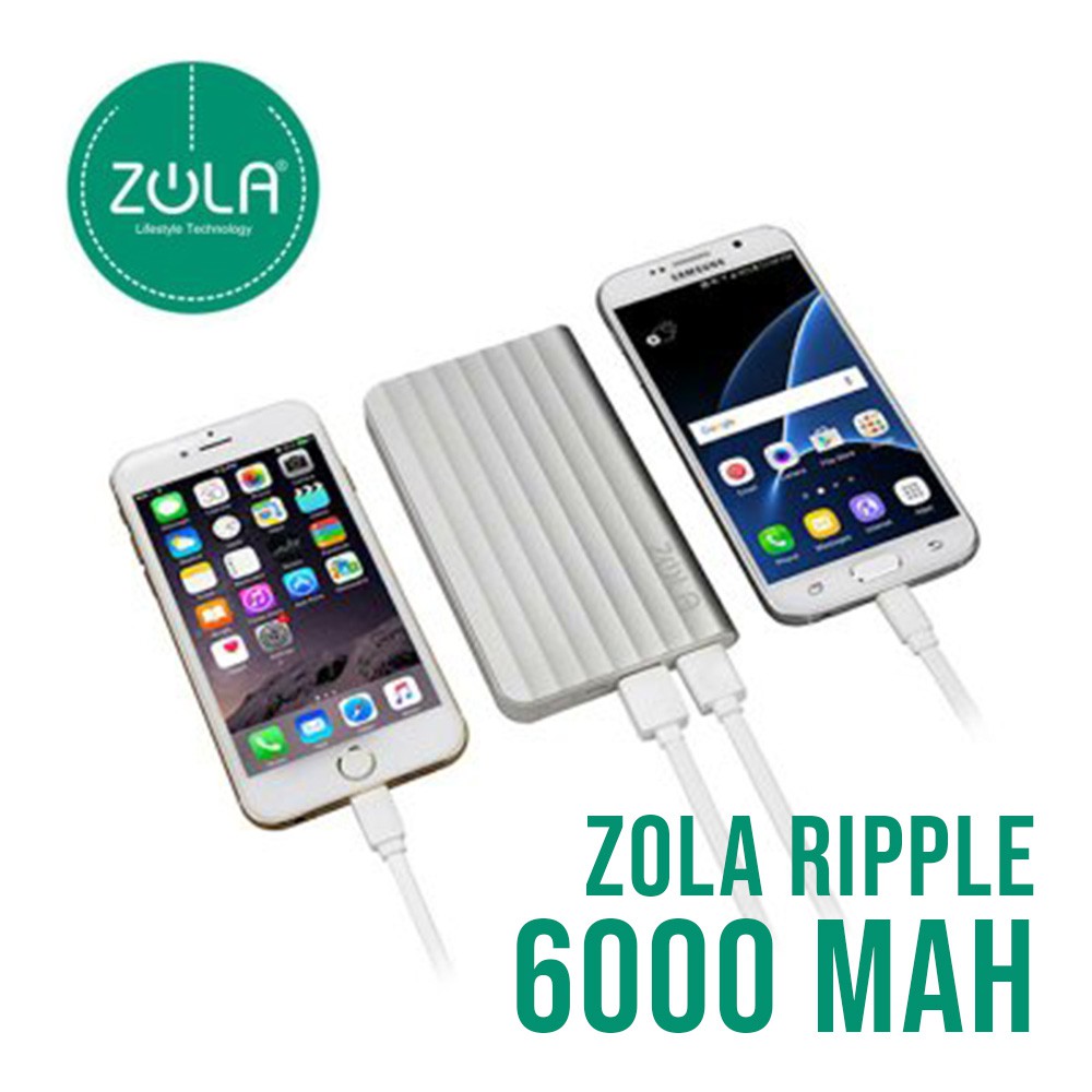 POWERBANK ZOLA 6000 MAH POWERBANK 2 PORT USB POWERBANK ZOLA RIPPLE 6000 mAh