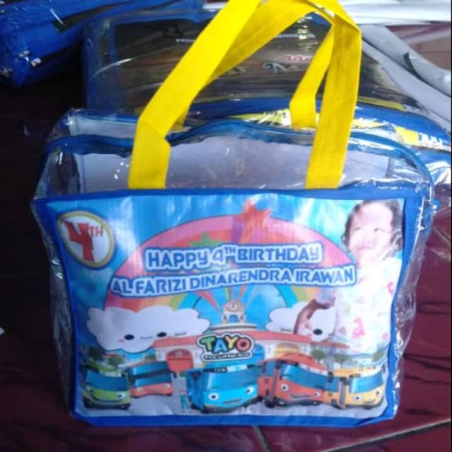 Tas mika resleting gambar depan belakang