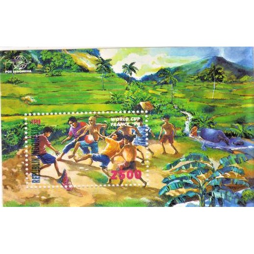 

Souvenir Sheet Perangko Indonesia World Cup France thn 1998