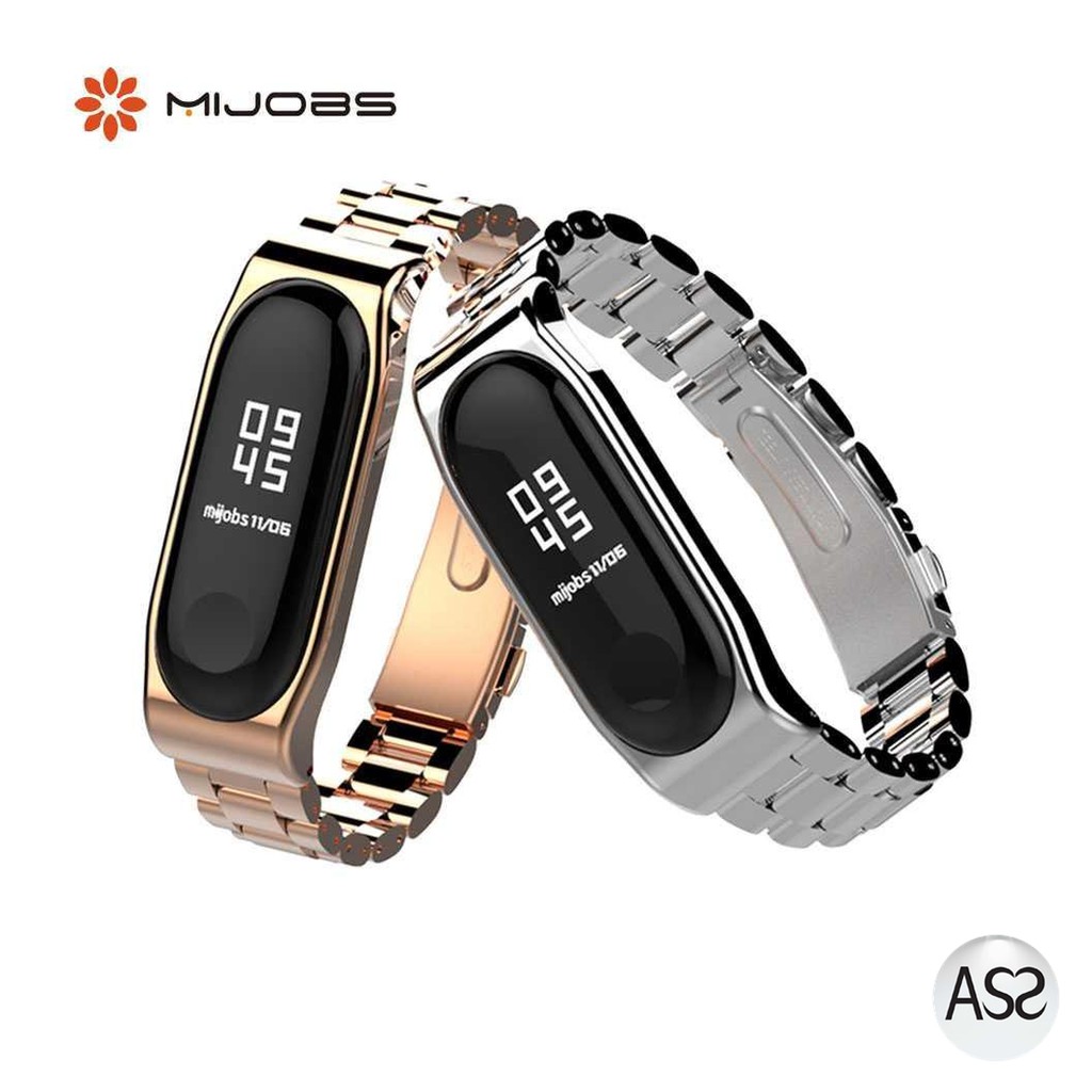 ASS Shop - Mijobs 3 Point Strap Watchband Stainless Steel for Xiaomi Mi Band 3