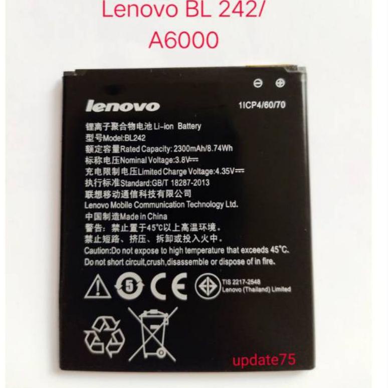 Baterai Batre Battery Lenovo A6000 A6010 A6000+ A6600 A6600 Plus BL242 Original OEM ‣ TOP.26Au22a