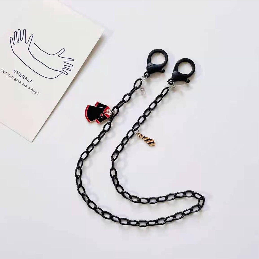 R-flower Chains Cartoon Holder Kacamata Hitam Lanyard