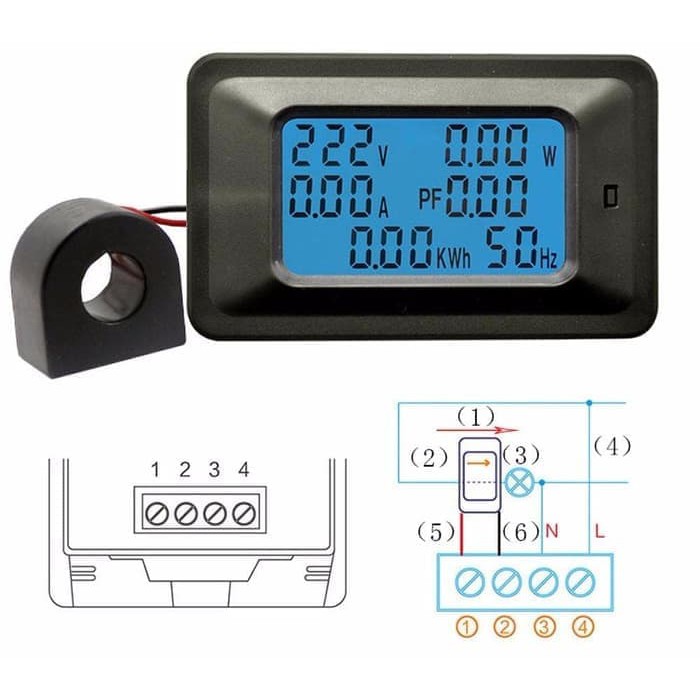 KWH Meter Digital AC100A Voltmeter Ammeter Wattmeter cos phi Hertz