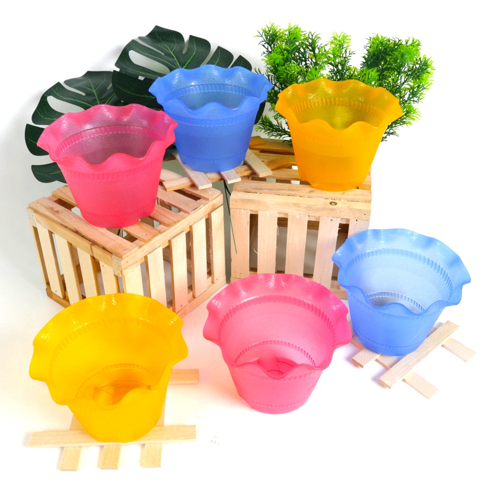 Pot Bunga Tanaman Hias Mercury Plastik 10cm 6pcs - Random Colour