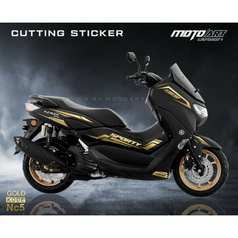 STIKER ALL NEW NMAX HITAM CUTTING STICKER GOLD ( EMAS )
