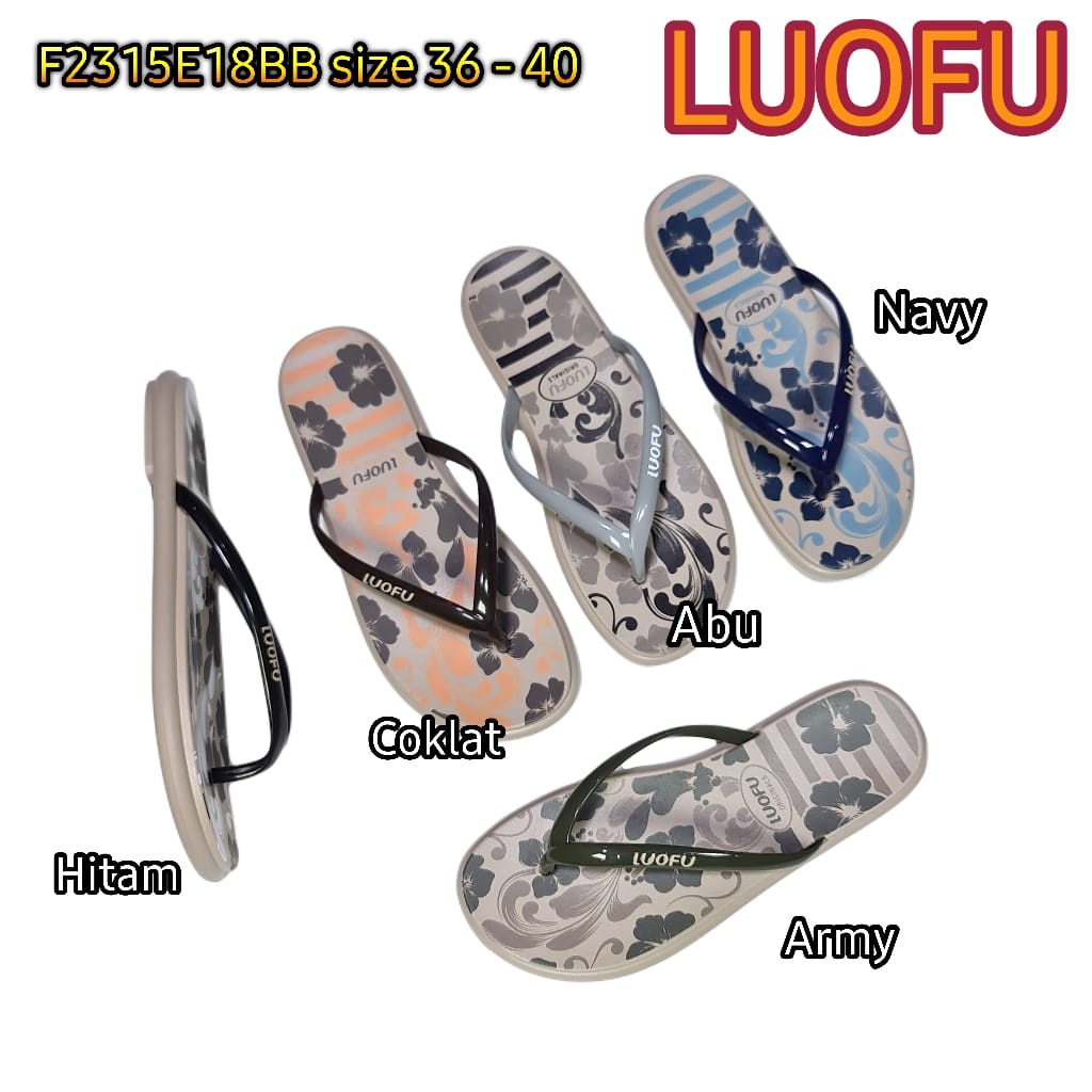 jelly sandal jepit wanita luofu sendal cewek karet import F2315E18BB