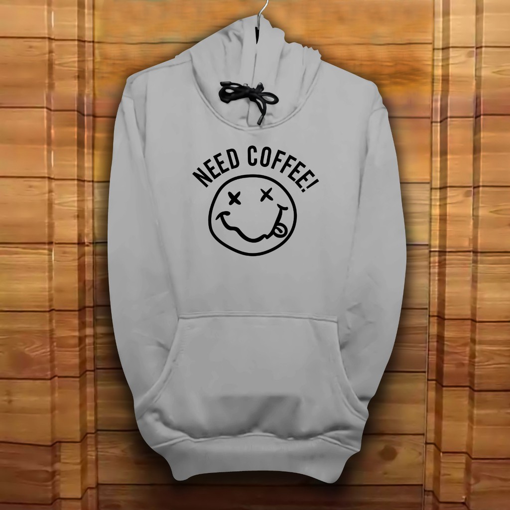 Hoodie Pria / Hodie Pria  / Jaket Pria / Sweater Hoodie NEED COFFEE Bahan Fleece UK L-XL