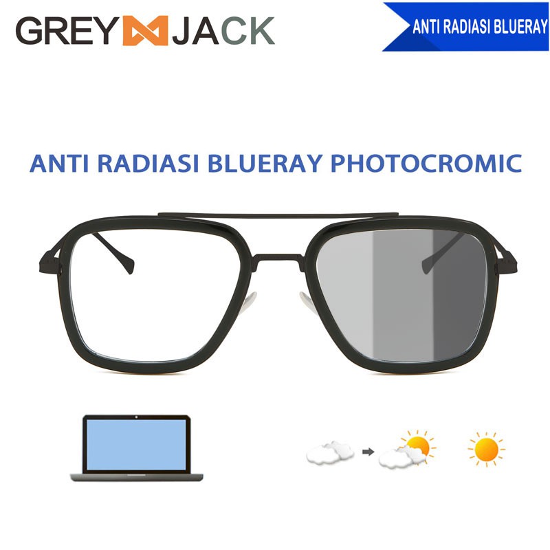 

GREY JACK/Kacamata pria/tony stark anti radiasi photocromic 2836 hitam