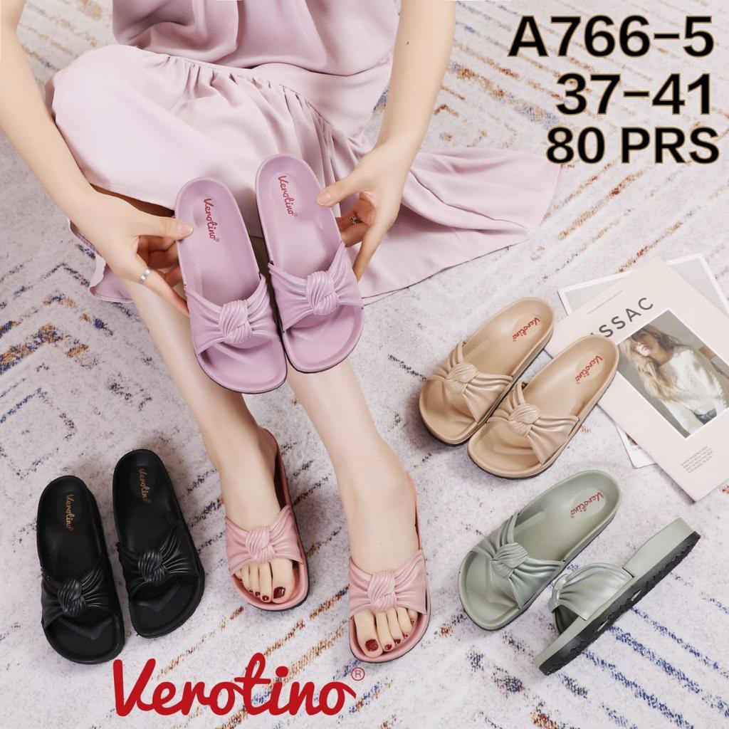 Sandal Slop Wanita Pita / Sandal Slop Kokop Motif Kerut Import - Verotino A766-5 (37-41) / Sandal Slop Jelly Wanita