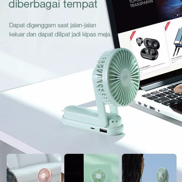 KIPAS ANGIN PORTABLE MINI FAN ROBOT RT-BF11 2000MAH 3 In 1 Foldable