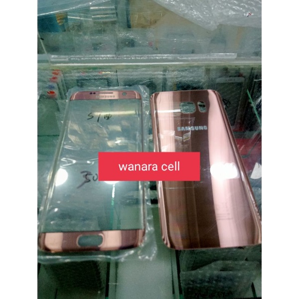 Kaca lcd dan Backdoor backdoor fullset Samsung S7 edge G935 rose gold original