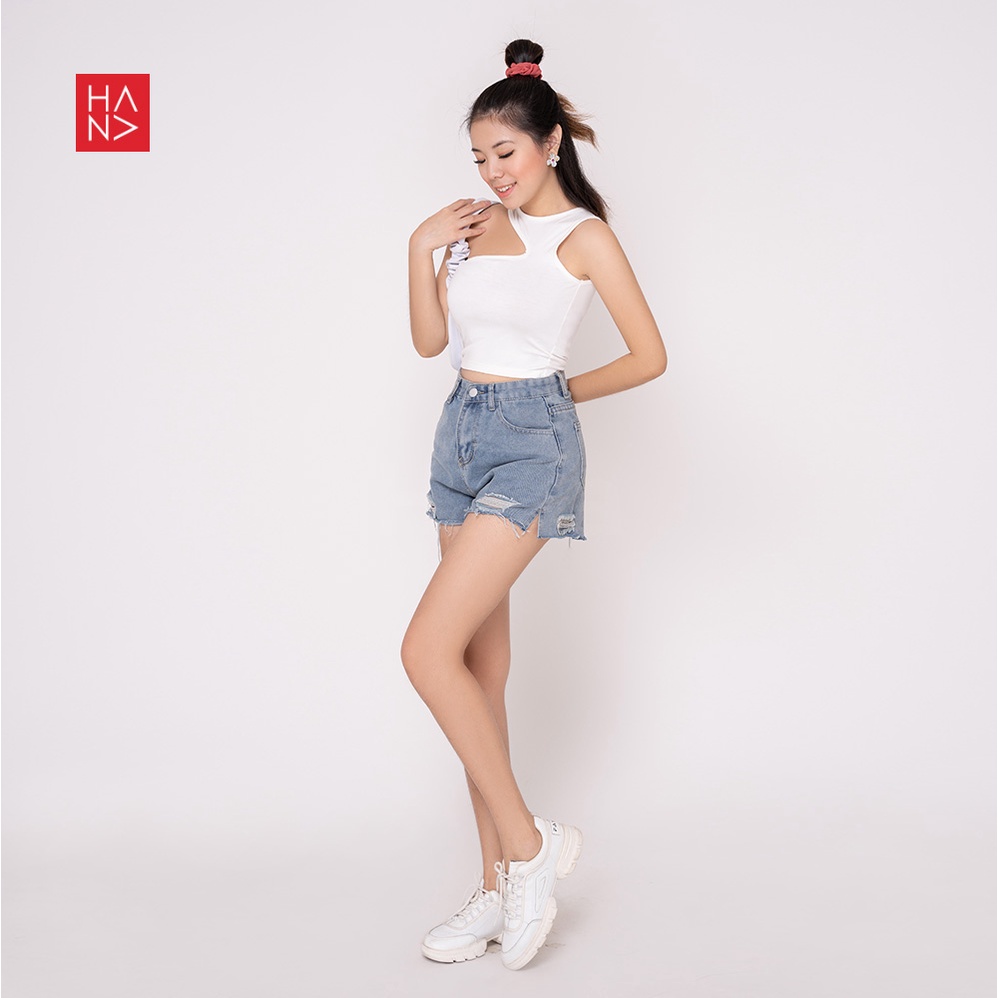 HanaFashion JKT - One-Shoulder Crop Tank Top Best Seller Tengtop Wanita Murah - CT011