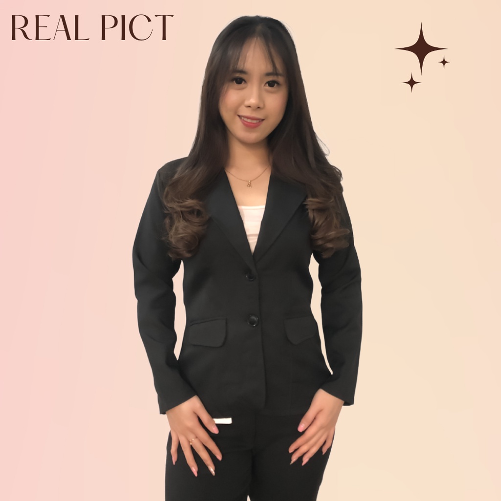 Jas Blazer Hitam Wanita Tersedia Jumbo Formal Kerja  Magang Ospek Interview Bisnis Presentasi