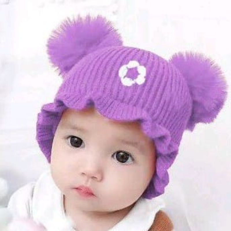 Kupluk pom pom baby girl /kupluk renda