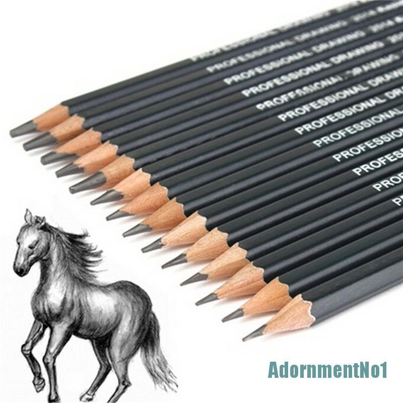 (AdornmentNo1) 14pcs / Set Pensil Sketsa Gambar Profesional 6H-12B