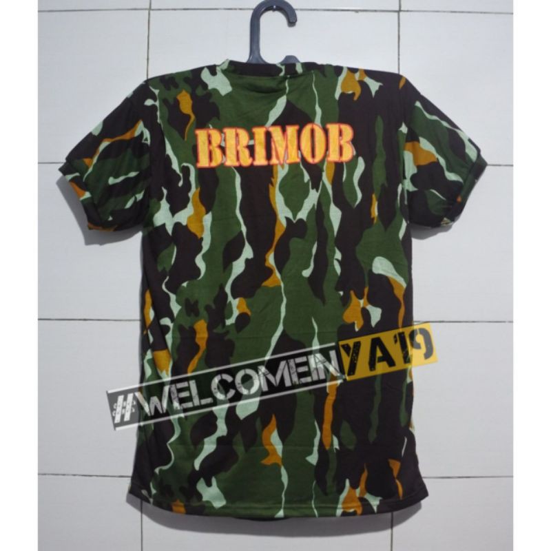 Kaos Lengan Pendek Loreng Brimob / Kaos Oblong Loreng Brimob Logo