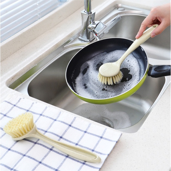 Sikat Pembersih Multifungsi / sikat pembersih dapur kuali / sikat wastafel / Sikat Gagang Panjang Bentuk Bulat SERBAGUNA Sikat Panci Pembersih Sudut Kloset WC Cuci Piring / Pencuci Peralatan Dapur / Kitchen Brush Pot Cleaning Tool Dishwashing Wood Brush