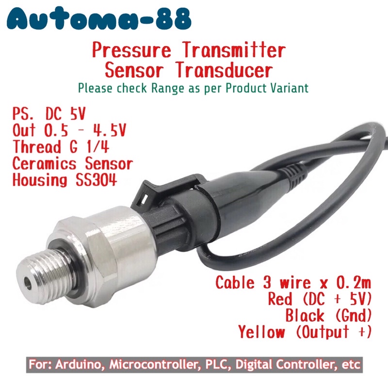Jual Arduino Sensor Vacuum Pressure Transducer DC 5V Output 0.54.5Vdc 1 0 1 Bar Vacum